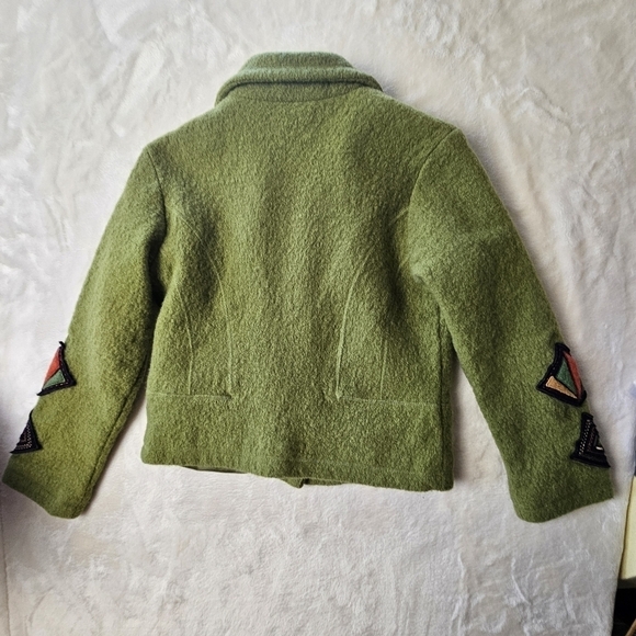 Carson wool sweater S/P beautiful snap sweater Patchwork earth tones vintage - Picture 9 of 12